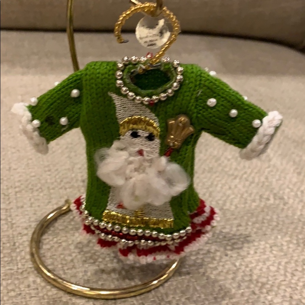 Ugly Sweater Knitted Christmas Ornament on Beaded Ornament